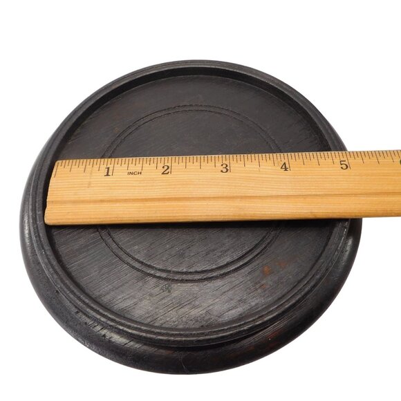 Vintage Black Wooden Display Stand 6" Round Base Plant Vase Lamp Urn - Picture 5 of 6